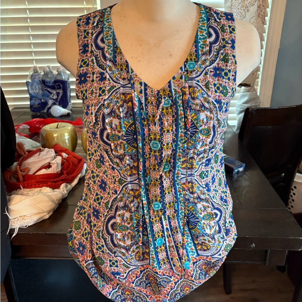 Rabbit Rabbit Rabbit Blue and Orange Patterned Blouse - Picture 2 of 3